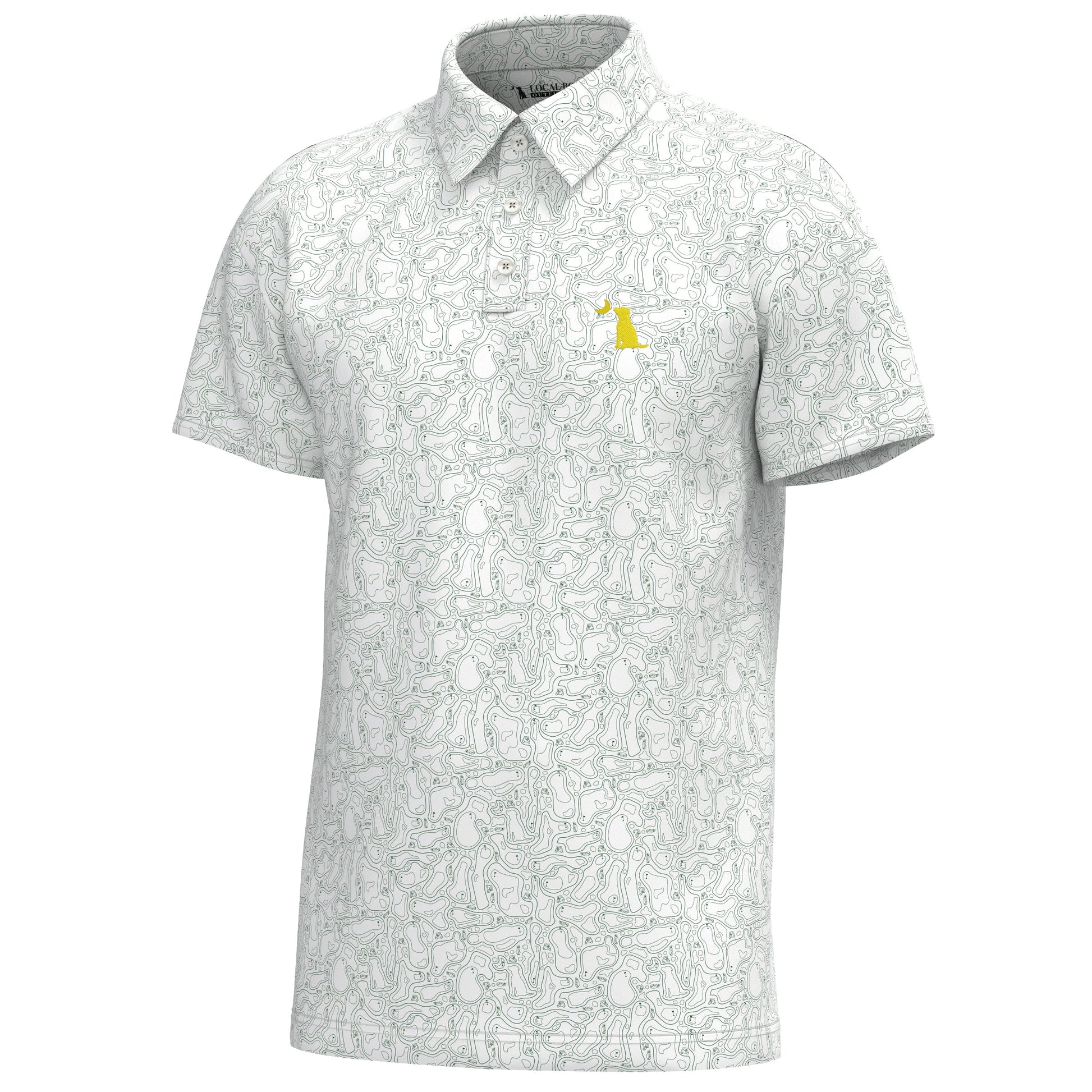 Local Boy Dirty Myrtle Polo Par 3 White and Green Local Boy Outfitters