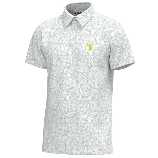 Local Boy Dirty Myrtle Polo Par 3 White and Green Local Boy Outfitters