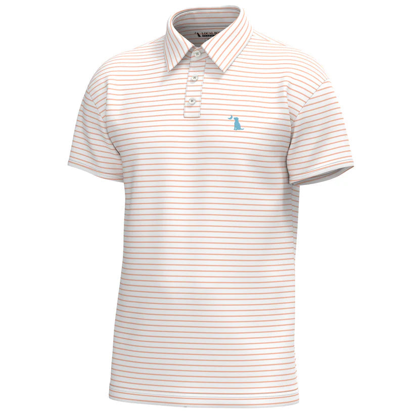 Local Boy Edisto Polo Peach White Local Boy Outfitters