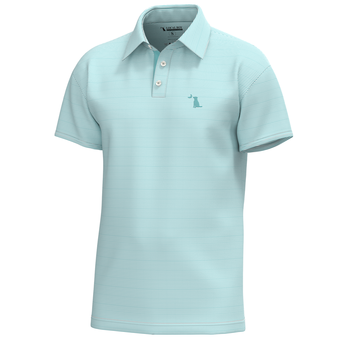 Local Boy Palms Polo Aqua and White Local Boy Outfitters