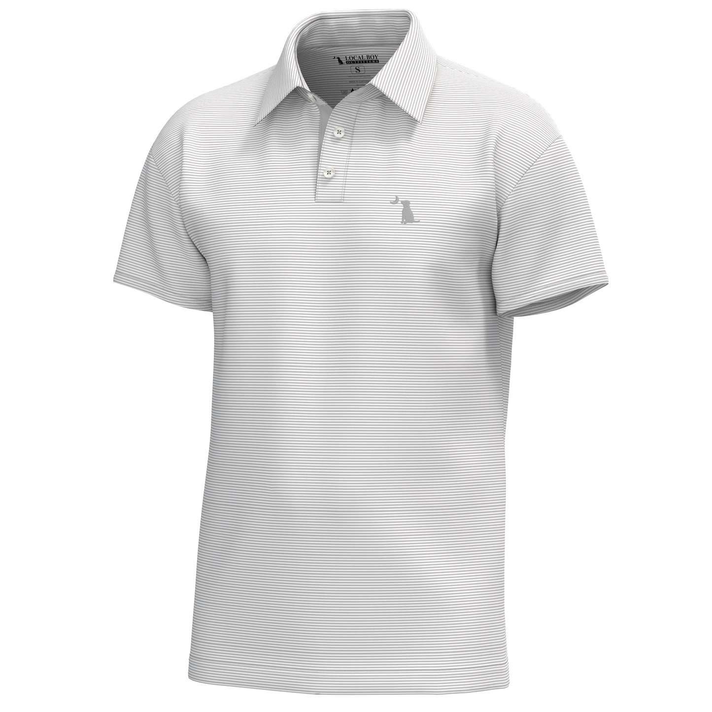 Local Boy Palms Polo Light Grey and White Local Boy Outfitters