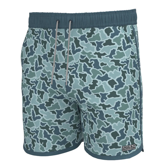 Local Boy Wando Swim Trunks Blue Dog and Moon Camo