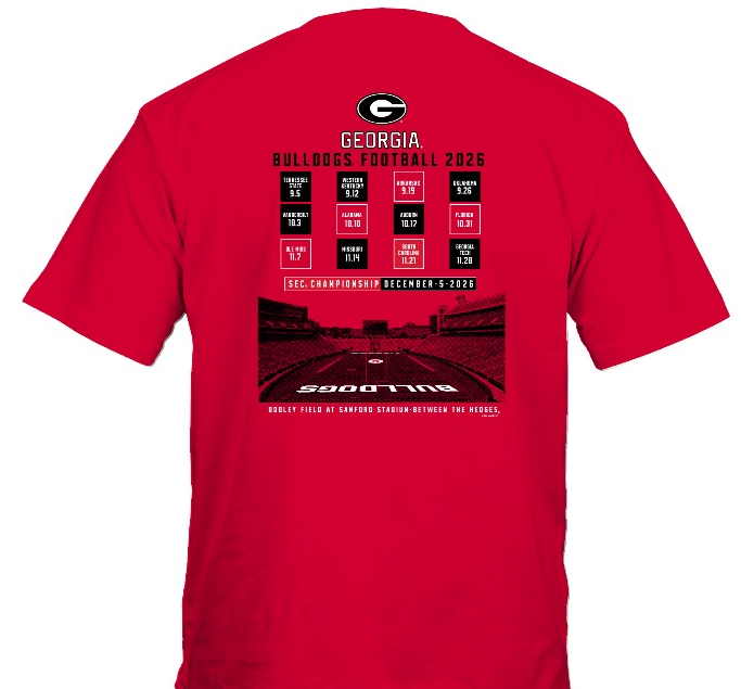 Georgia Bulldogs schedule shirt 2026 New World Graphics