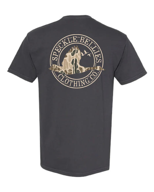 Speckle Bellies Sheddin Camo Circle Logo Graphite