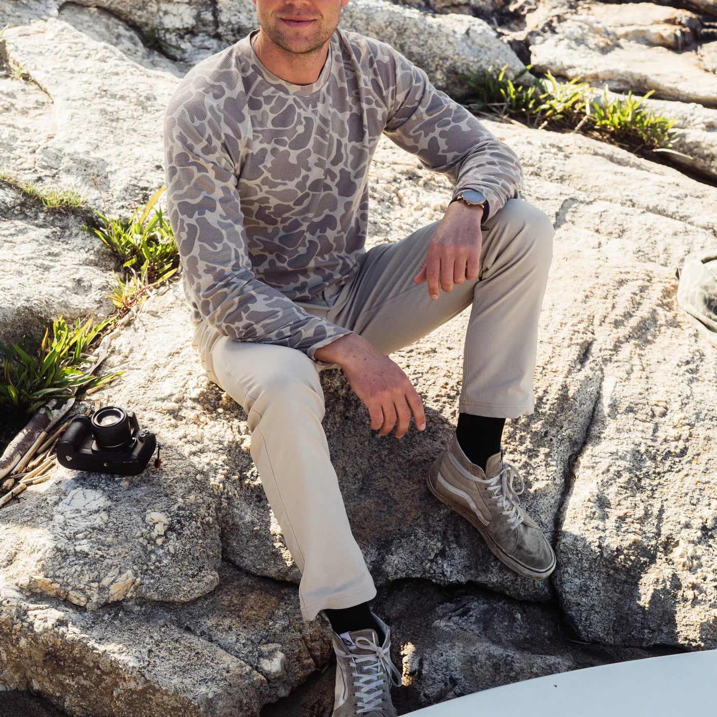 Marsh Wear Surfside Waffle Knit Shirt Khaki Mallard Camo