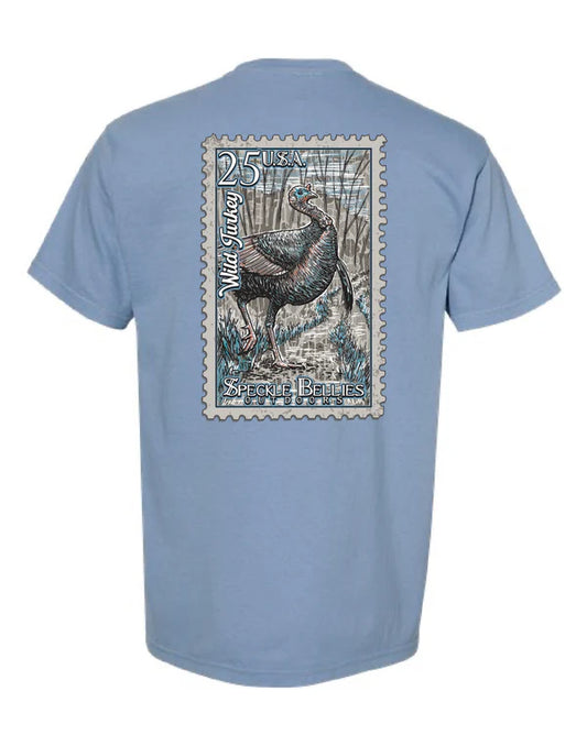 Speckle Bellies Turkey Stamp Shirt Blue Jean