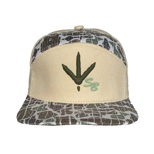 Speckle Bellies Turkey Track SB 7 Panel Hat Foggy Marsh Speckle Bellies
