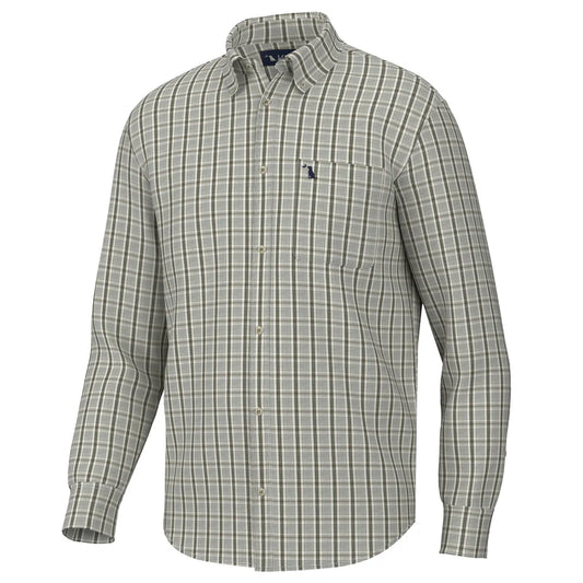 Local Boy Youth Stamps Dress Shirt Light Beige Olive Green