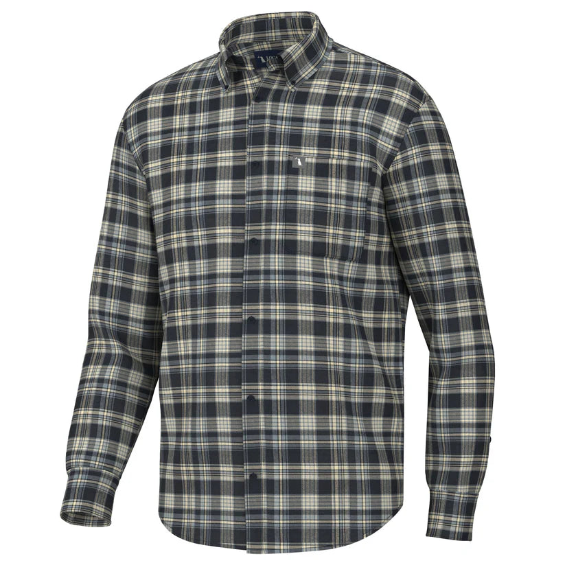 Local Boy Zeiglar Stretch Flannel Navy Blue Tan