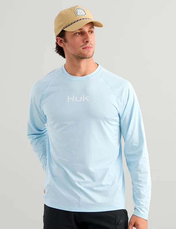 Huk Airweight Long Sleeve Crew Coastal Drift Heather Huk