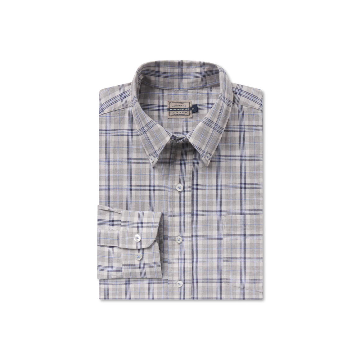 Southern Marsh Bandera Washed Plaid Dress Shirt Gray & Navy / Large Southern Marsh Bandera Washed Plaid Dress Shirt Gray & Navy / Large