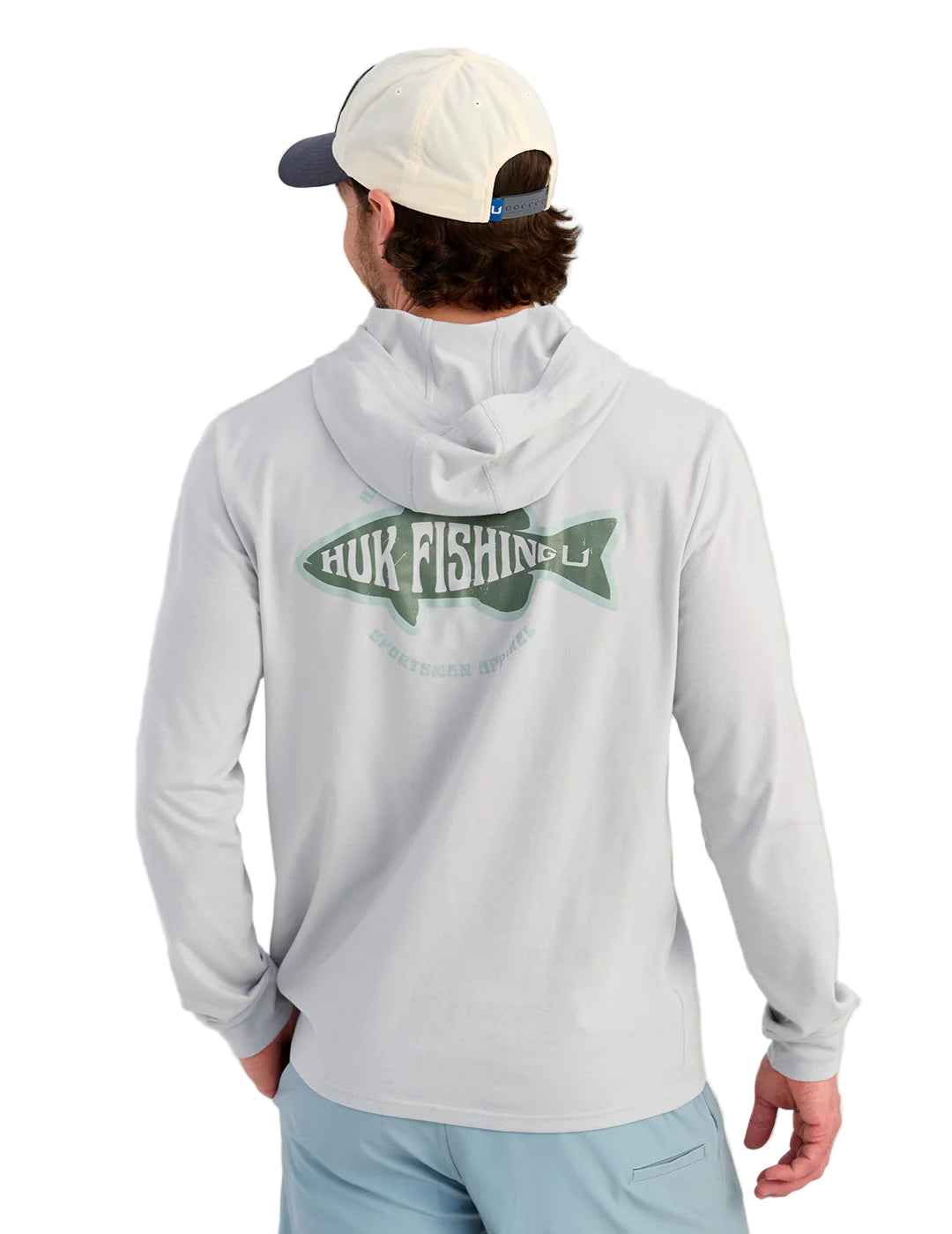 Huk Bass Apparel Hoodie Tee Harbor Mist