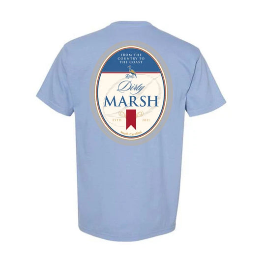 Dirty Marsh Beer Label Tee | Washed Denim Shirt Dirty Marsh