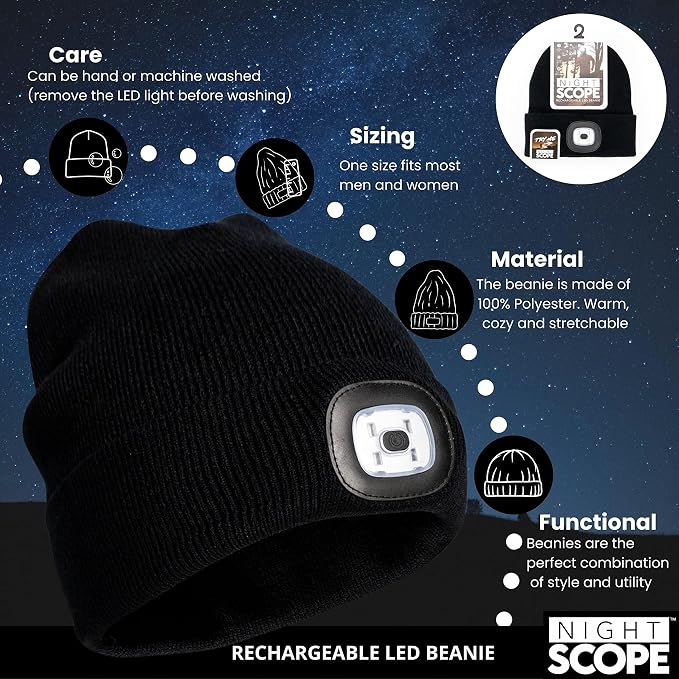 Night Scope Rechargeable LED Beanie Black Night Scope