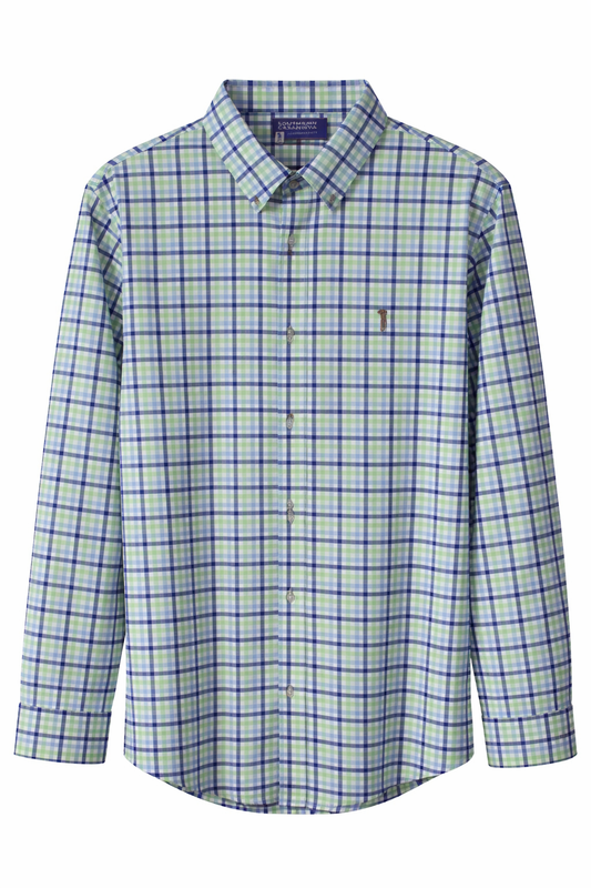 Southern Casanova Button Down Performance LS Tropic Tides Check Southern Casanova