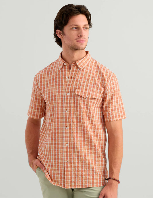 Huk Chatham Plaid Short Sleeve Button Down Rockfish Huk