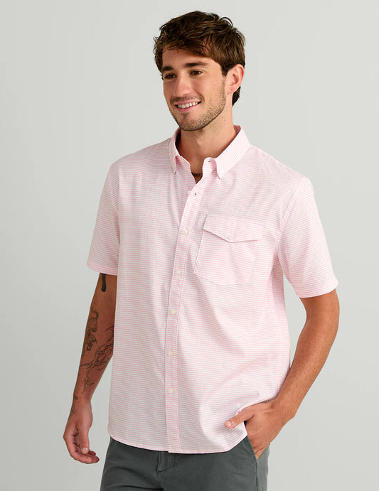 Huk Chatham Seersucker Short Sleeve Button Down Oleander Huk