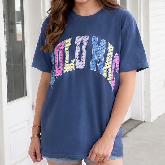 Lulu Mac Adult China Blue Multicolor Dots Comfort Color Shirt Lulu Mac