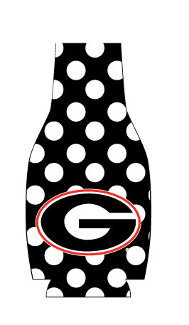 Georgia Bulldogs Bottle Coozie Dots Black