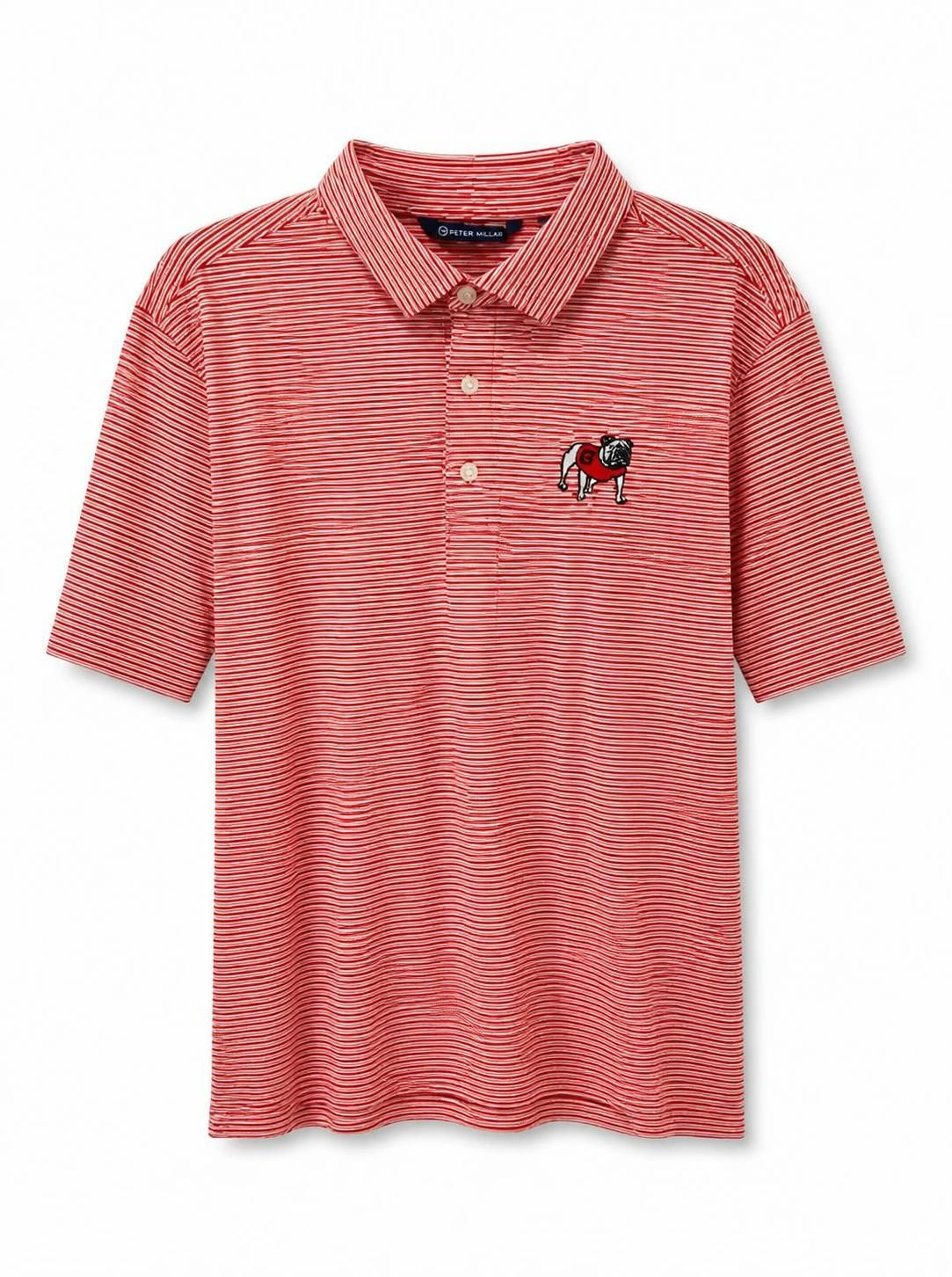 Cutter and Buck Georgia Bulldogs Forge Eco Double Stripe Recycled Polo Red/White Cutter & Buck