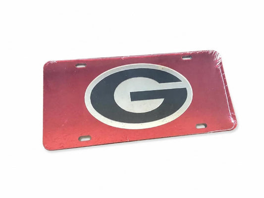 Craftique Georgia Bulldogs Laser Red with Silver Oval G Car Tag Craftique
