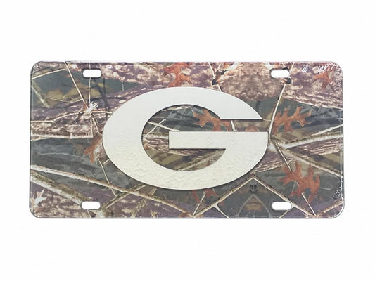 Craftique Georgia Bulldogs Laser Camo with Silver G Car Tag Craftique