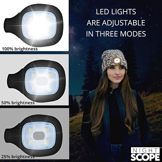 Night Scope Rechargeable LED Beanie White Pom Night Scope