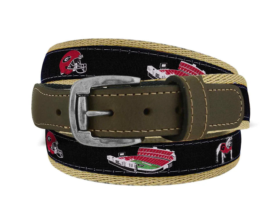 Zep-Pro Georgia Bulldogs Ribbon Belt Black UGA Collage Buff Zep-Pro