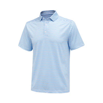 Meripex Light Blue and White Small Stripes Polo