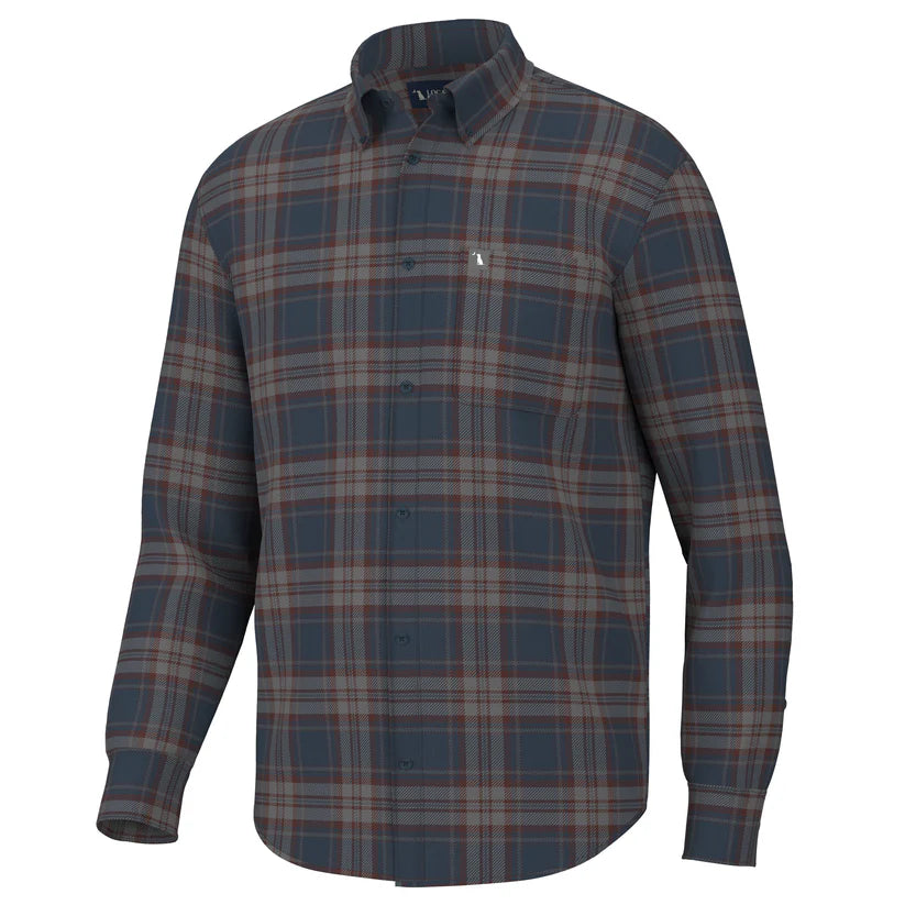 Local Boy  Phelan Stretch Flannel Navy/Charcoal/Red