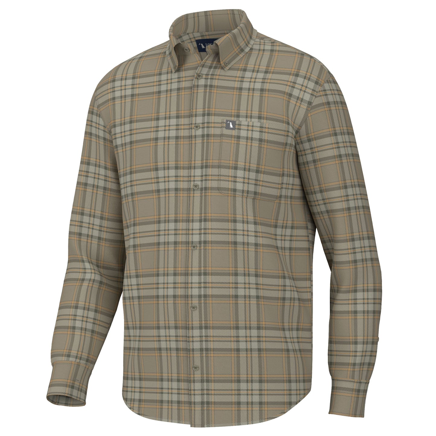 Local Boy  Phelan Stretch Flannel Tan/Olive/Yellow