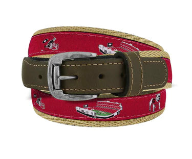 Zep-Pro Georgia Bulldogs Ribbon Belt Red UGA Collage Buff Zep-Pro