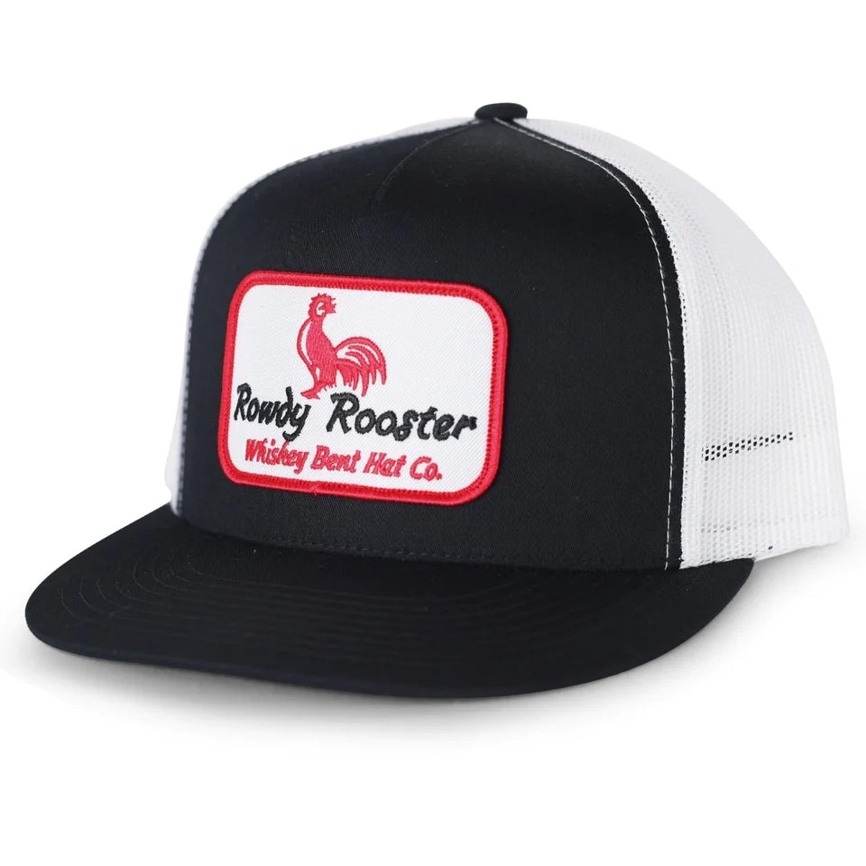 Whiskey Bent Rowdy Rooster Black/White Trucker Hat Whiskey Bent