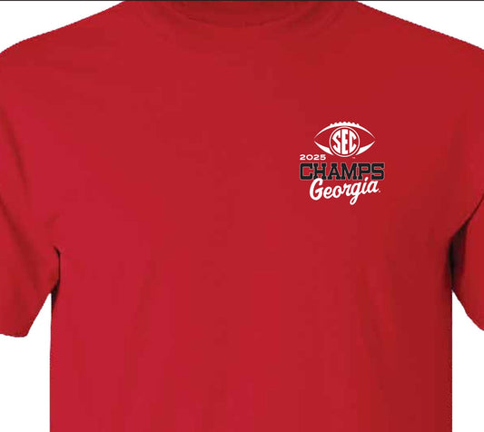 Georgia Bulldogs SEC Champions 2025 Red Short Sleeve