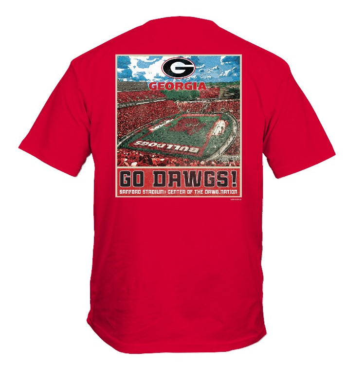 Georgia Bulldogs Stadium Poster Shirt Red New World Graphics