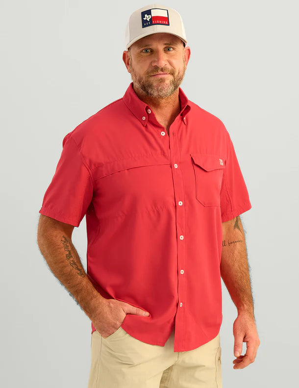 Huk Tidepoint Short Sleeve Button Down Channel Marker