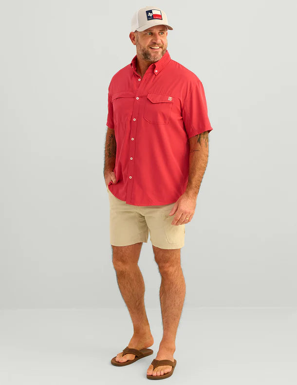 Huk Tidepoint Short Sleeve Button Down Channel Marker