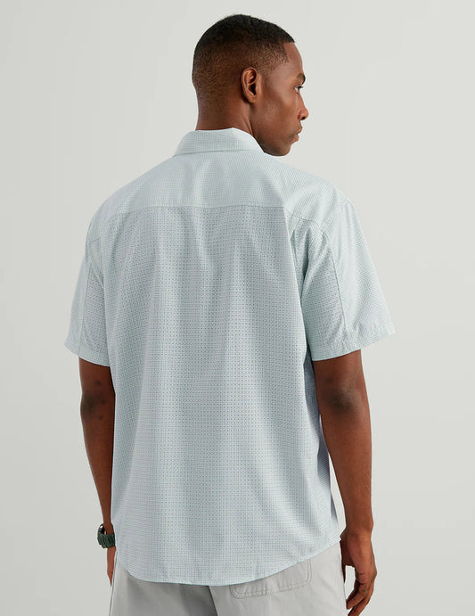 Huk Tide Point Printed Short Sleeve Heron Blue Checks Huk