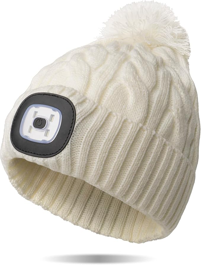 Night Scope Rechargeable LED Beanie White Pom Night Scope
