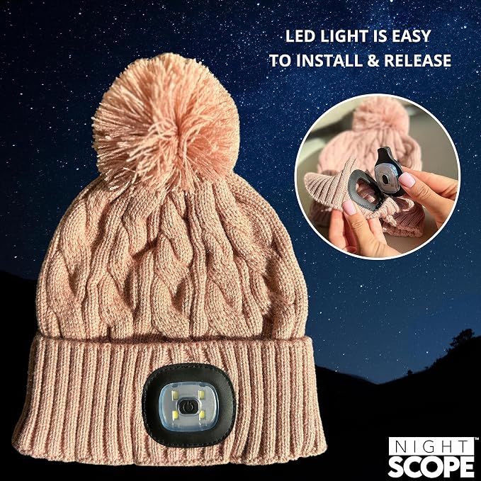 Night Scope Rechargeable LED Beanie White Pom Night Scope