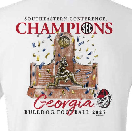 Georgia Bulldogs SEC Champions 2025 White Long Sleeve New World Graphics