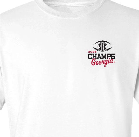 Georgia Bulldogs SEC Champions 2025 White Long Sleeve New World Graphics