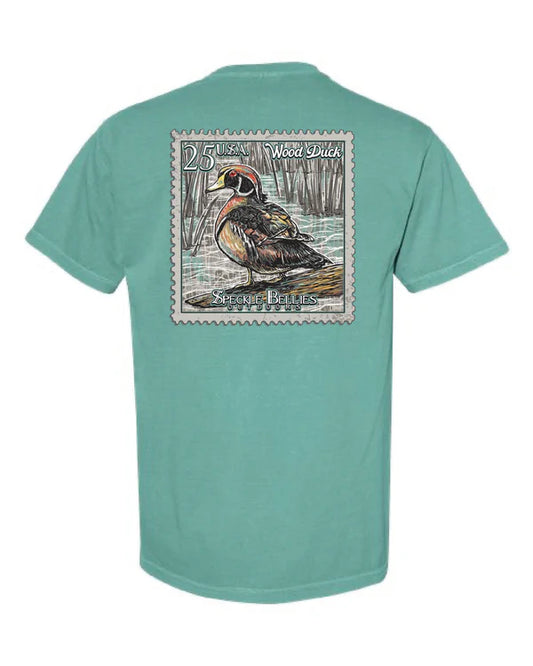 Speckle Bellies Youth Duck Stamp Shirt Seafoam